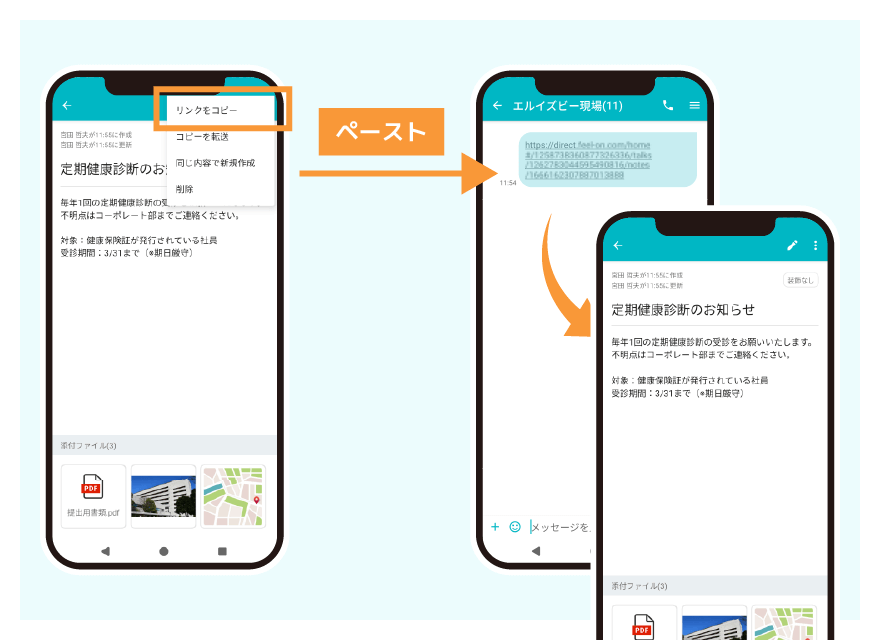 ノート一覧やノート画面からのリンク取得イメージ