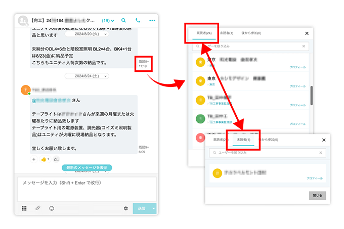 既読・未読の確認で、情報の浸透度がすぐに分かる